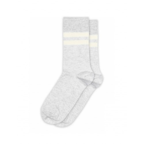 Mp Dame Rib Strømper   Bomuld Med Striber Grey Melange 37 39
