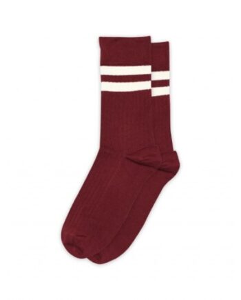 Mp Dame Rib Strømper   Bomuld Med Striber 37 39 Wine Red