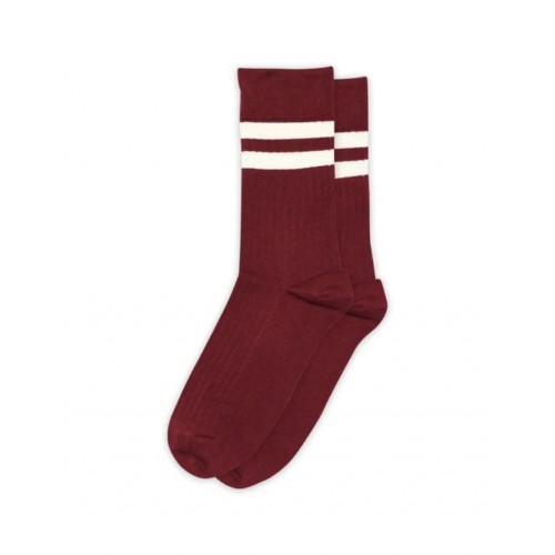 Mp Dame Rib Strømper Bomuld Med Striber 37 39 Wine Red