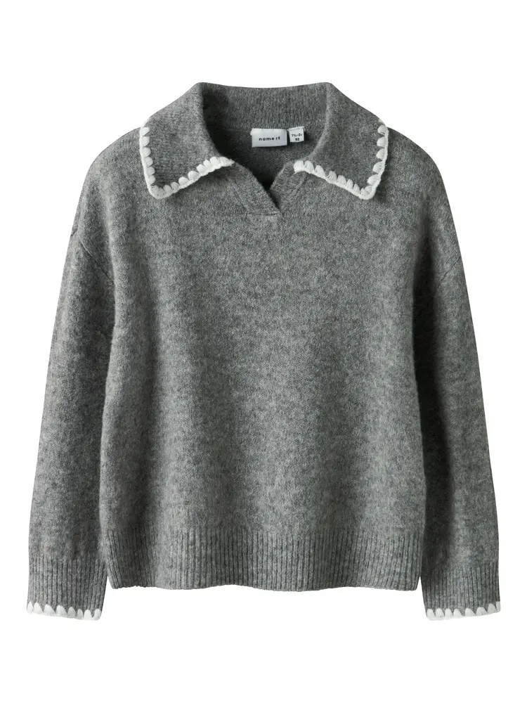 Rikasa Strikket Polo Grey Melange  110