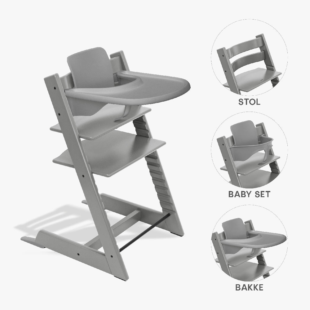 Stokke Tripp Trapp Bundle Højstol Babyset Og Tray Storm Grey