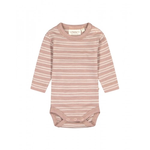 Stribet Body Med Knapper   100  Merino Uld  Oeko-texâ  56 Soft Rose Nature Melange