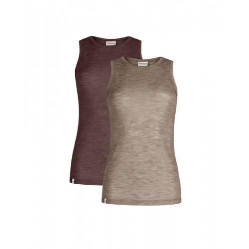 Tank Top Til Dame   100  Merino Uld   -pak   Beige Plum Melange