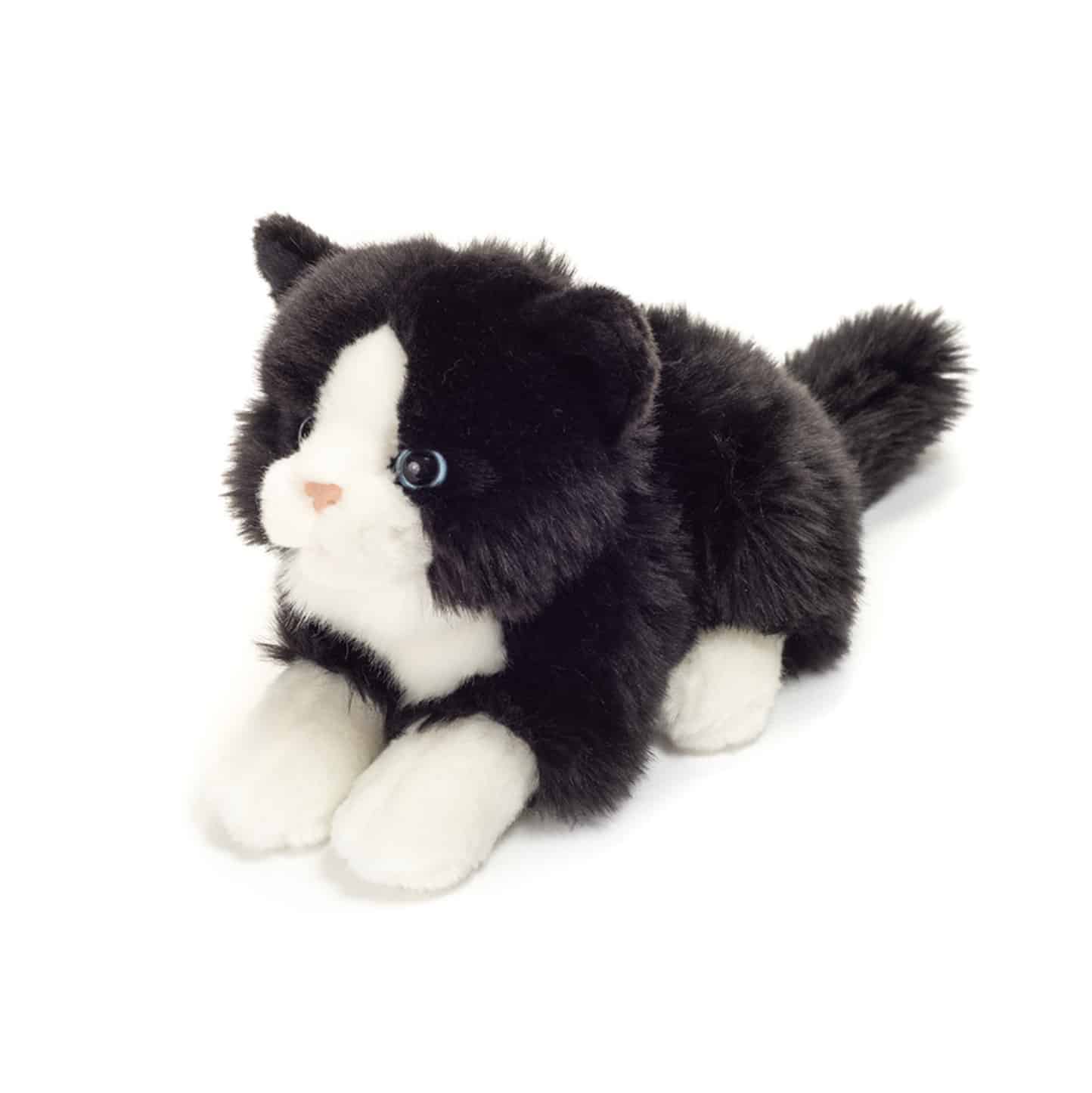 Teddy Hermann Liggende Kat Sort-hvid 20 Cm