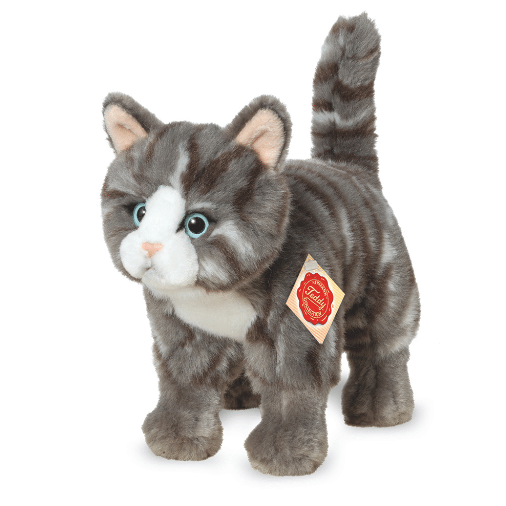 Teddy Hermann Stående Kat Gråstribet 20 Cm