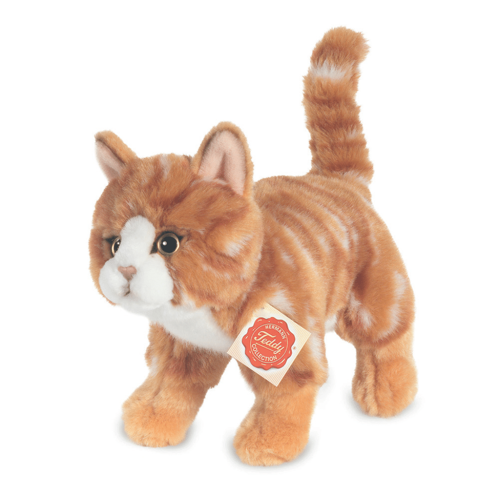 Teddy Hermann Stående Kat Rødstribet 20 Cm
