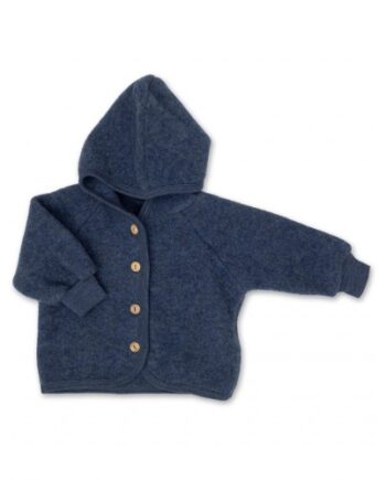 Uldjakke Med Hætte   100  Merino Uld Til Baby 62 68 Blue Melange