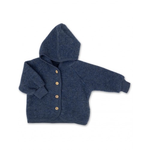 Uldjakke Med Hætte 100 Merino Uld Til Baby 50 56 Blue Melange