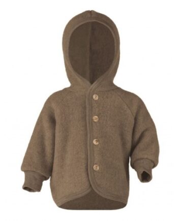 Uldjakke Med Hætte   100  Merino Uld Til Baby 50 56 Walnut Melange