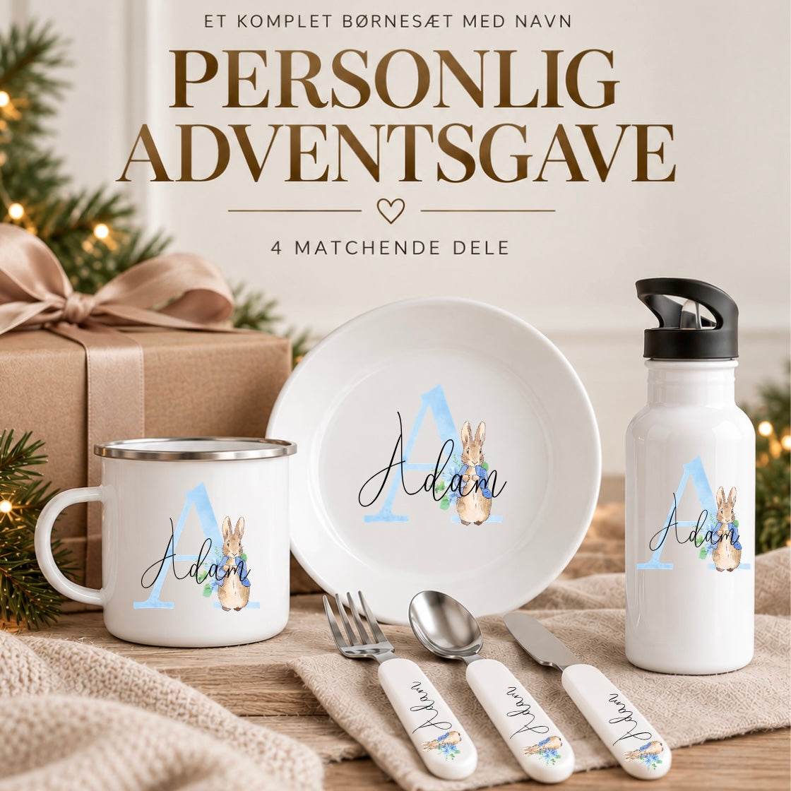 Unik Adventsgave Personligt Børnesæt Med Navn    Dele  Blå