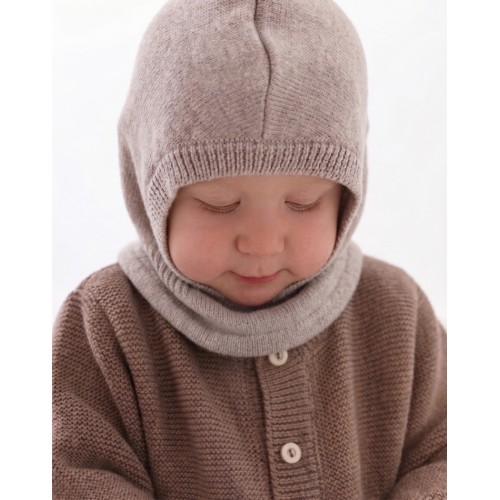 Balaclava   Strik Af 100   Merino Uld 62 68 Beige Melange
