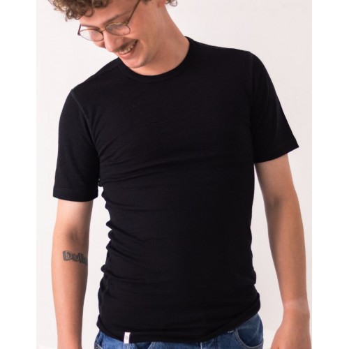 Kortærmet  -shirt Til Herre   100  Merino Uld  1x1 Rib   -pak   Black-grey