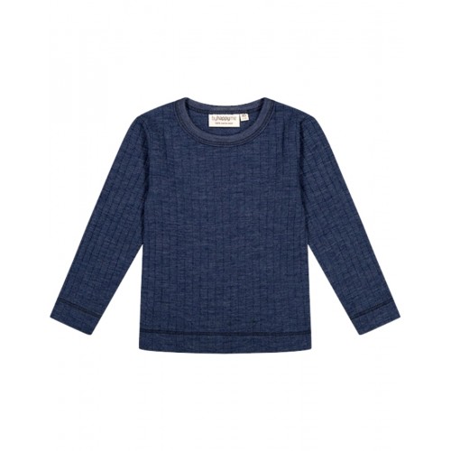 Langærmet  -shirt   100  Merino Uld  Oeko-texâ  Navy Melange 80