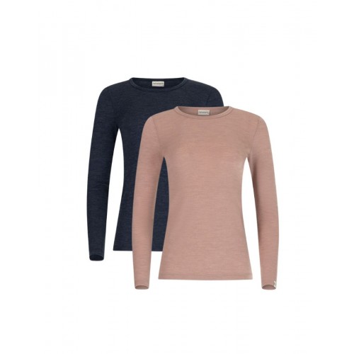 Langærmet  -shirt Til Dame   100  Merino Uld   -pak   Soft Rose