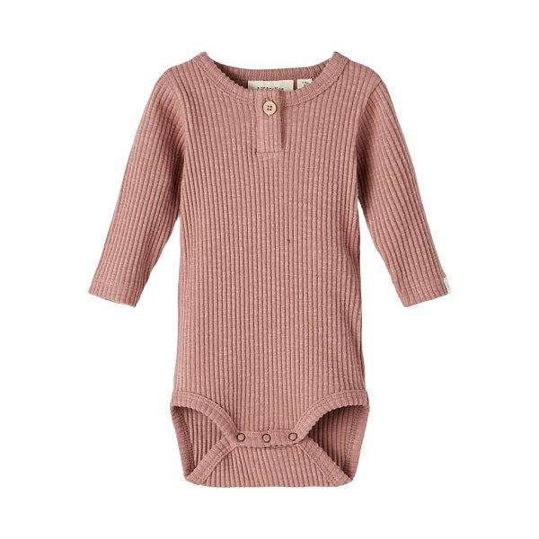 Lil Atelier Fraja Rib Slim Ls Body Burlwood 56 Cm