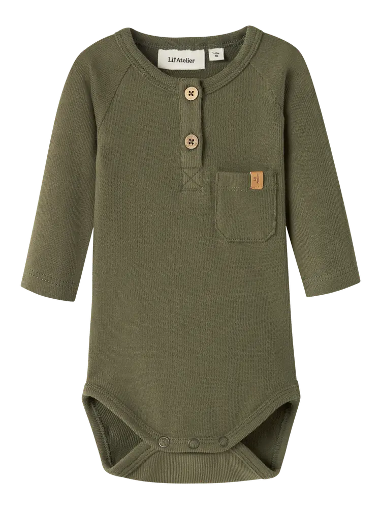 Lil  Atelier Luno Langærmet Slim Body Winter Moss 86