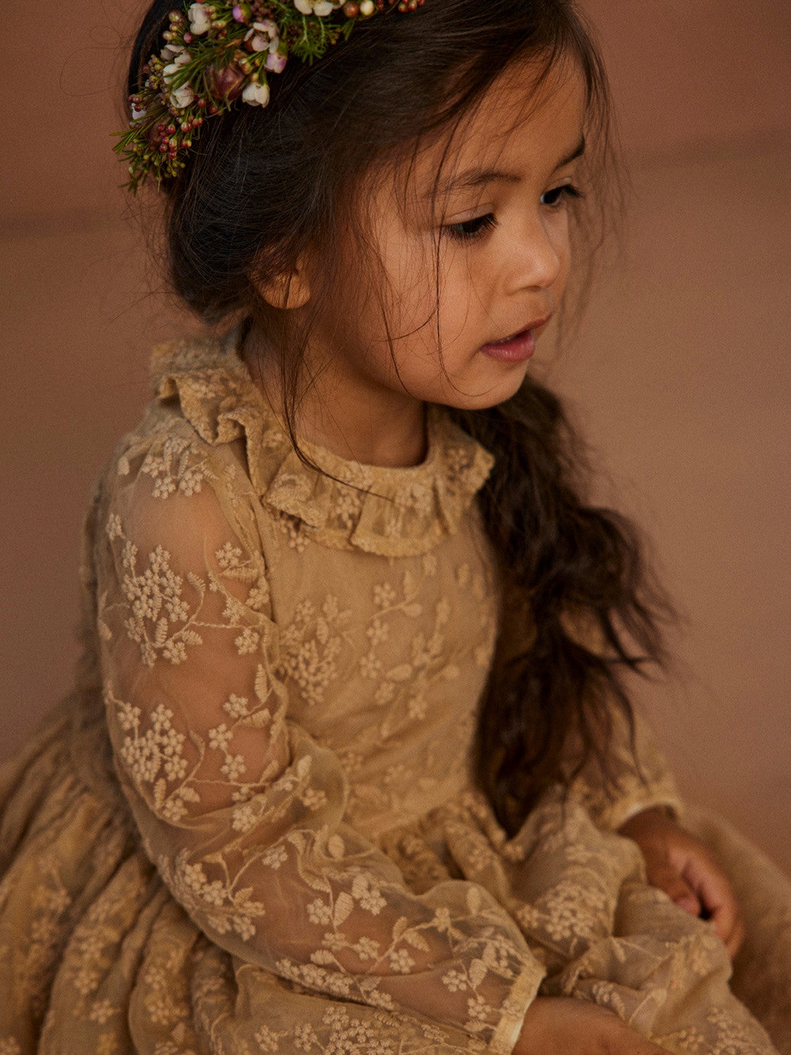Lil Atelier Roa Ls Tulle Dress Warm Sand 92 Cm