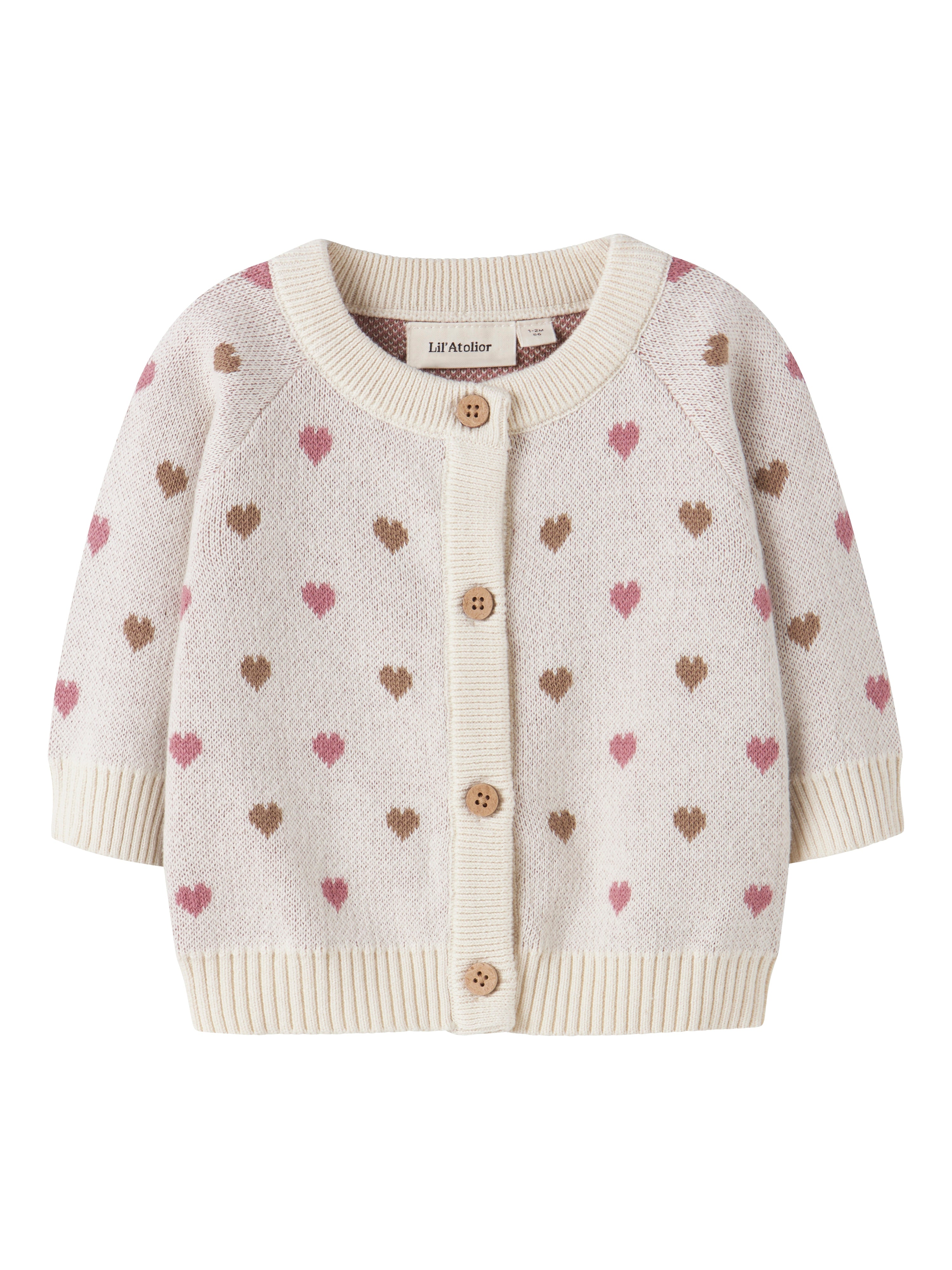 Lil Atelier Saran Ls Knit Cardigan Heart Turtledove 56 Cm