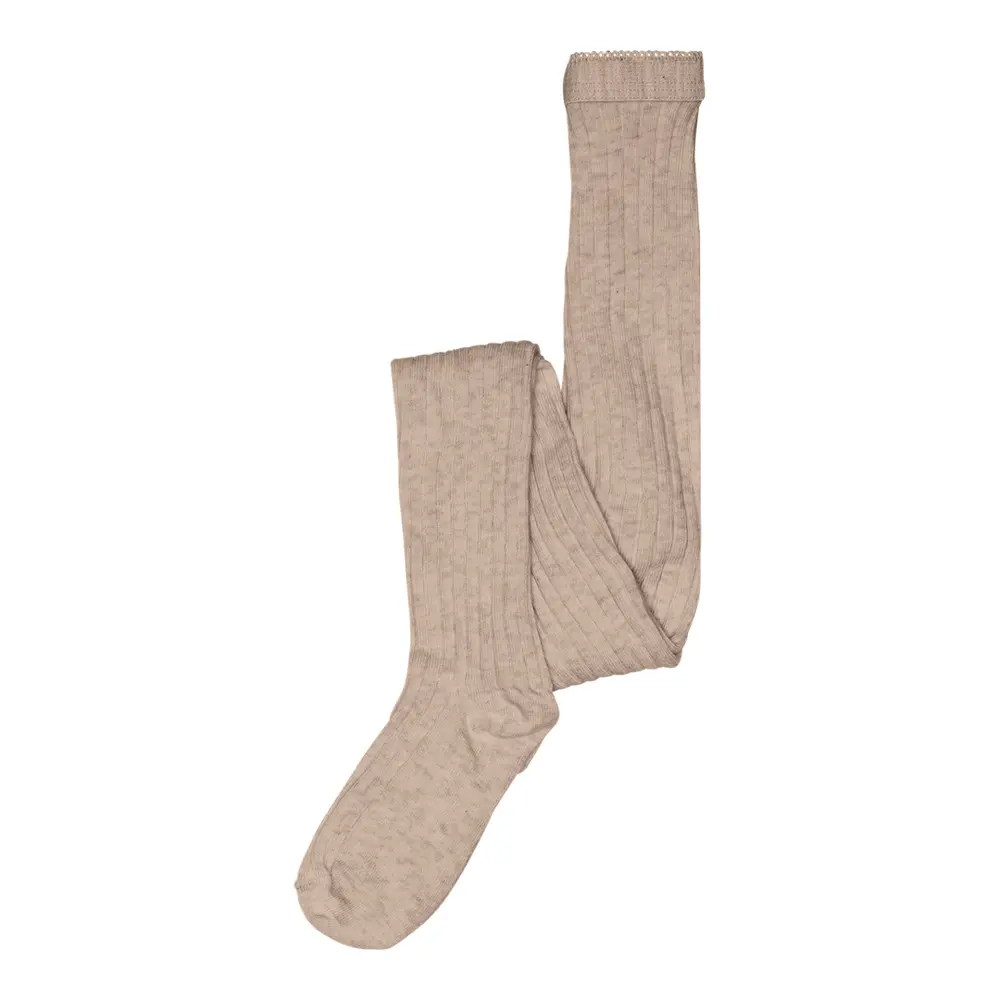 Mp Denmark Basic Rib Strømpebukser Light Brown Melange 60