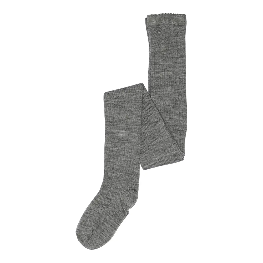 Mp Denmark Uld Strømpebukser Rib Grey Melange 90