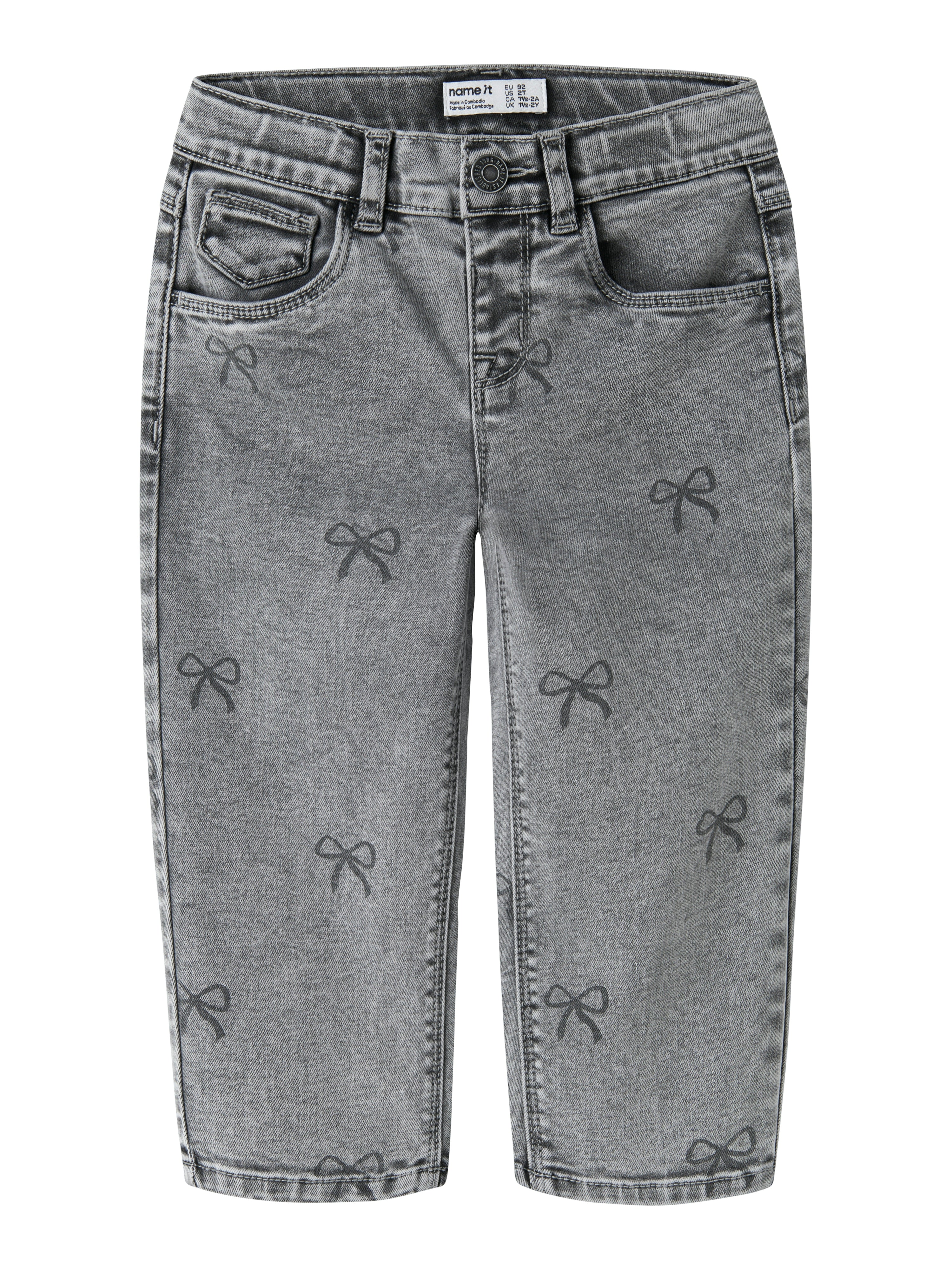 Name It Bella Mom Shaped Jeans Noos Light Grey Denim Bow 80 Cm