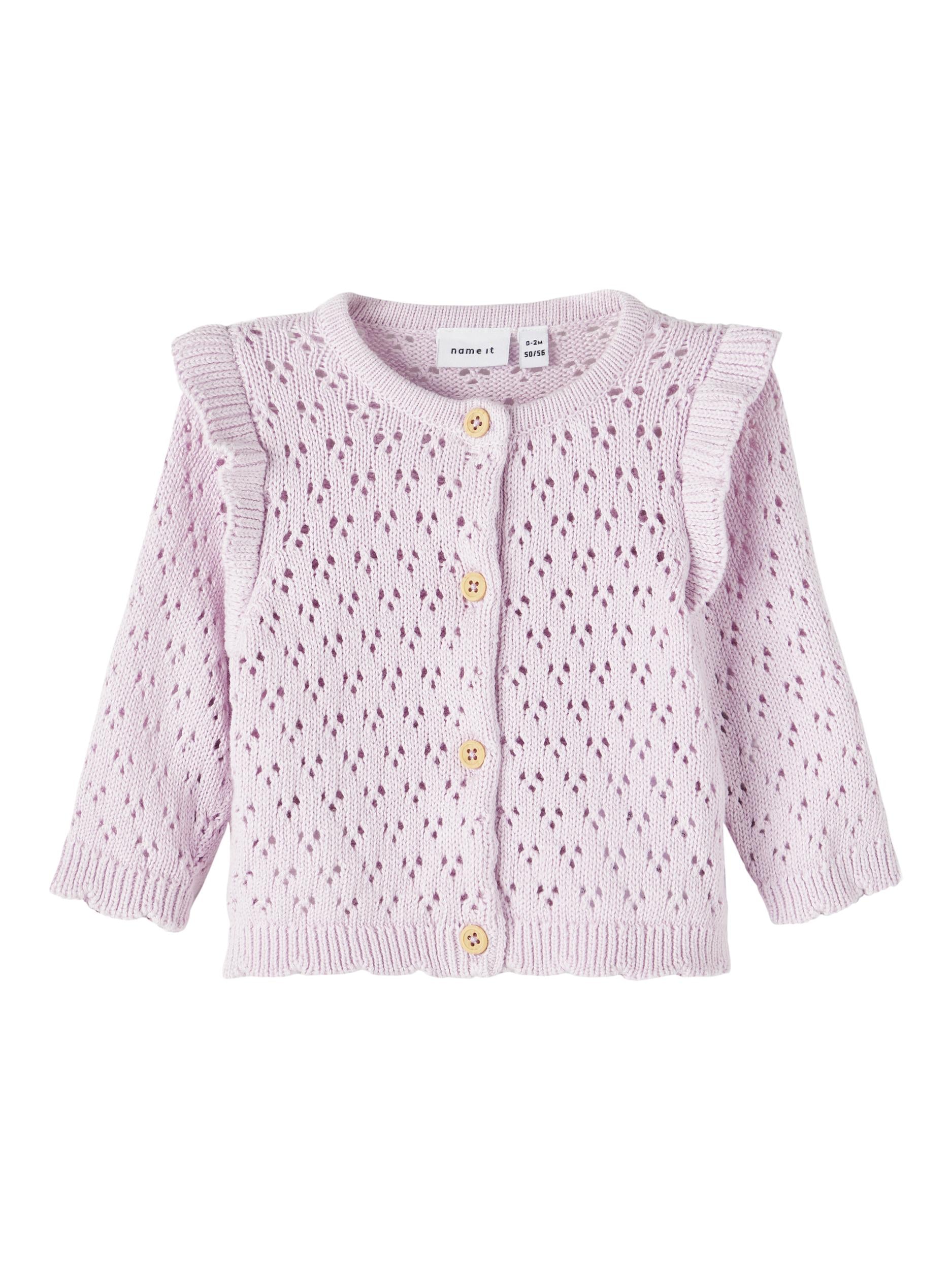 Name It Karandi Strik Cardigan Orchid Hush 56 Cm