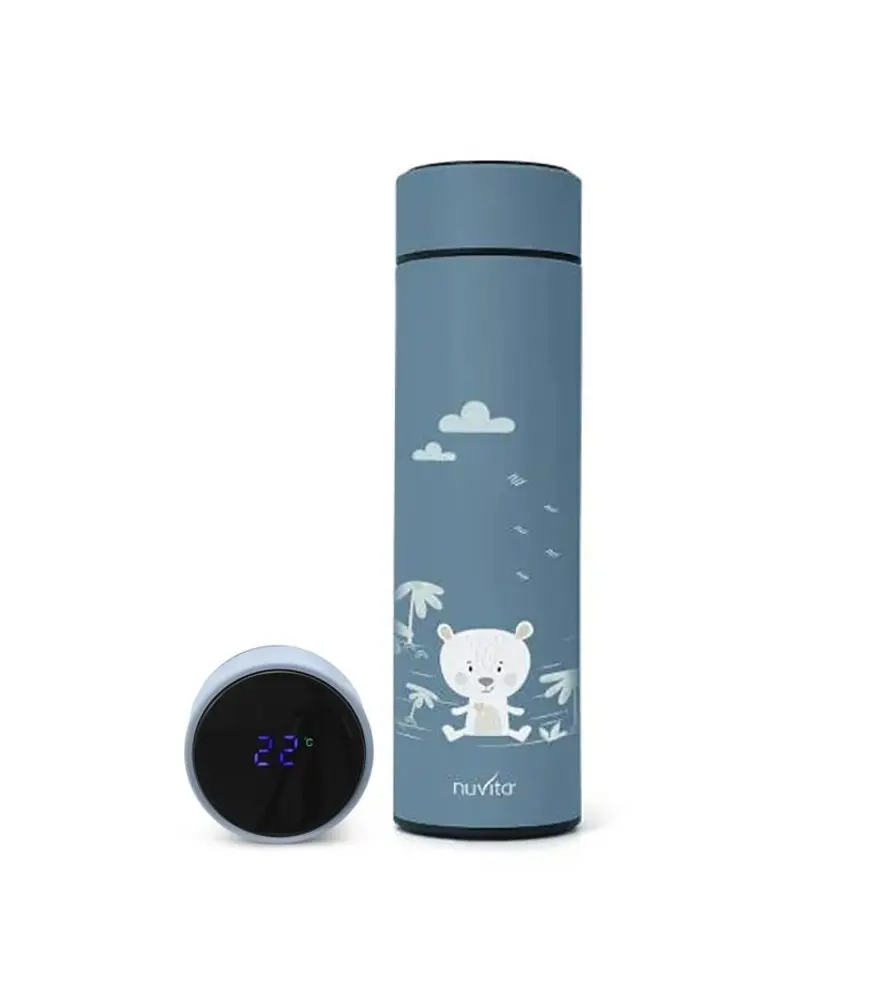 Nuvita Termobeholder Rustfristål Led-display 500 Ml Blå