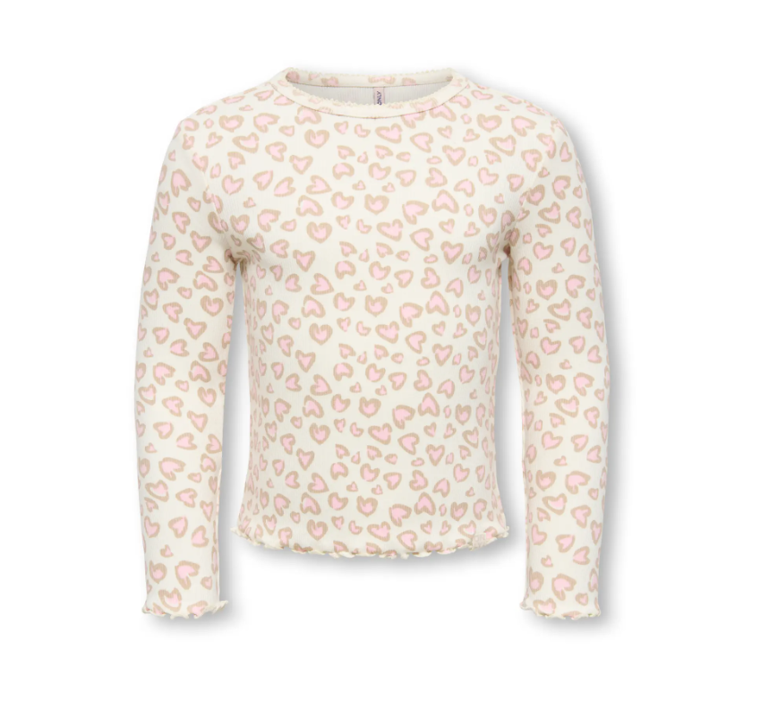 Only Mini Trinny Ls Top Tofu Heart Leo Pale Lilac 92 Cm
