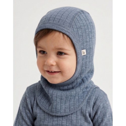 Rib Elefanthue   100  Merino Uld  Tynd Kvalitet  Oeko-texâ  50 56 Blue Melange