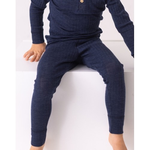 Rib Leggings   100  Merino Uld  Oeko-texâ  86 92 Navy Melange