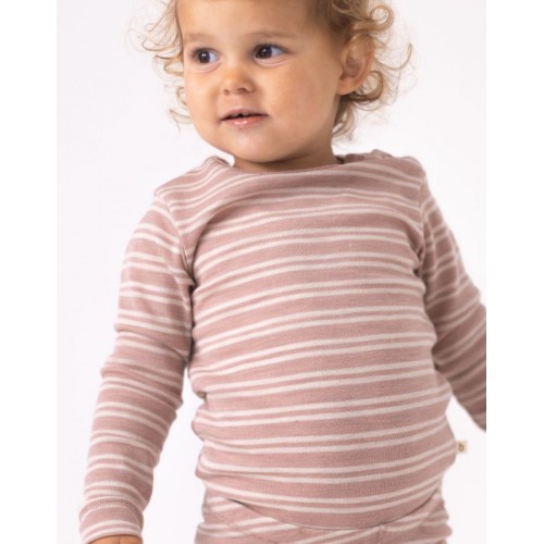 Stribet Body Med Knapper   100  Merino Uld  Oeko-texâ  56 Soft Rose Nature Melange