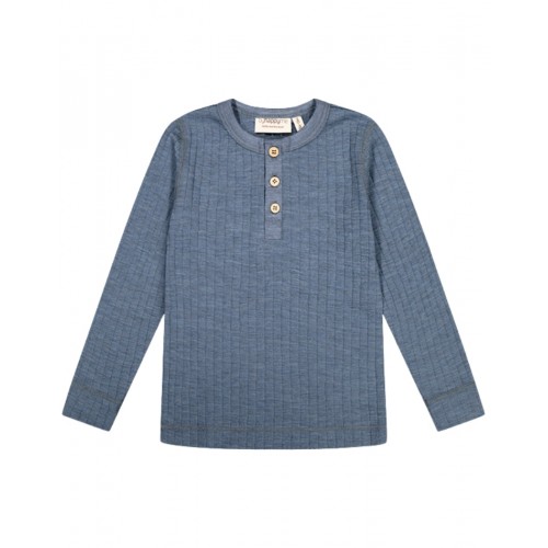 -shirt Med Lange ærmer   100  Merino Uld  Oeko-texâ  86 92 Blue Melange