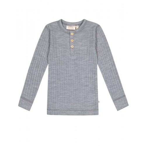-shirt Med Lange ærmer   100  Merino Uld  Oeko-texâ  86 92 Grey Melange
