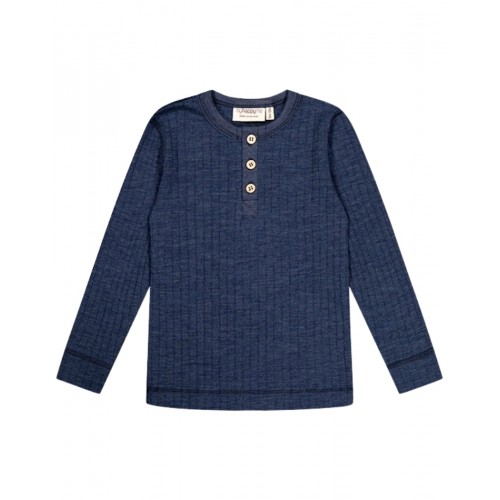 -shirt Med Lange ærmer   100  Merino Uld  Oeko-texâ  86 92 Navy Melange